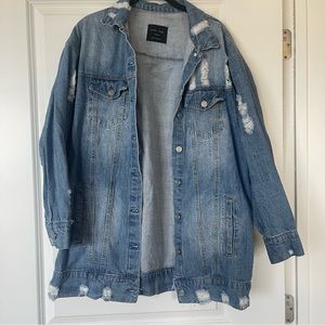 Love Tree oversized distressed denim jean jacket size M